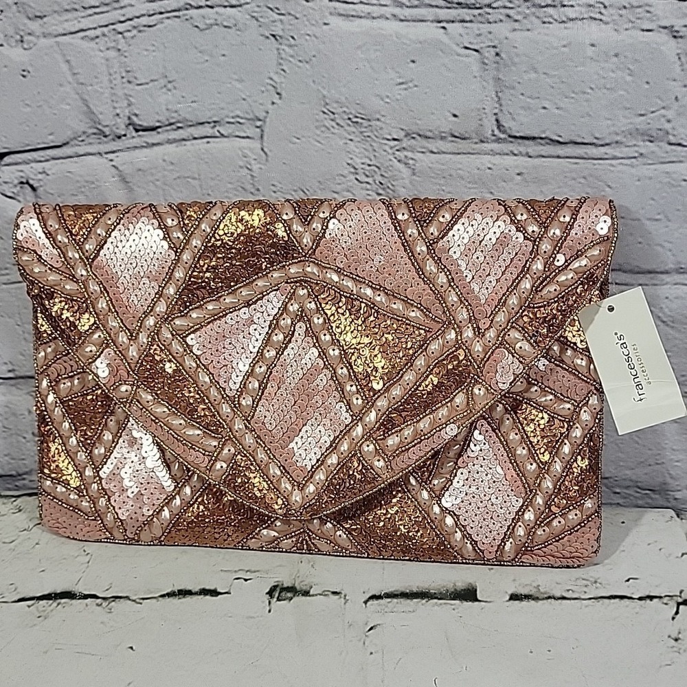 Francescas Dakota Sequin Patchwork Clutch Purse B… - image 1